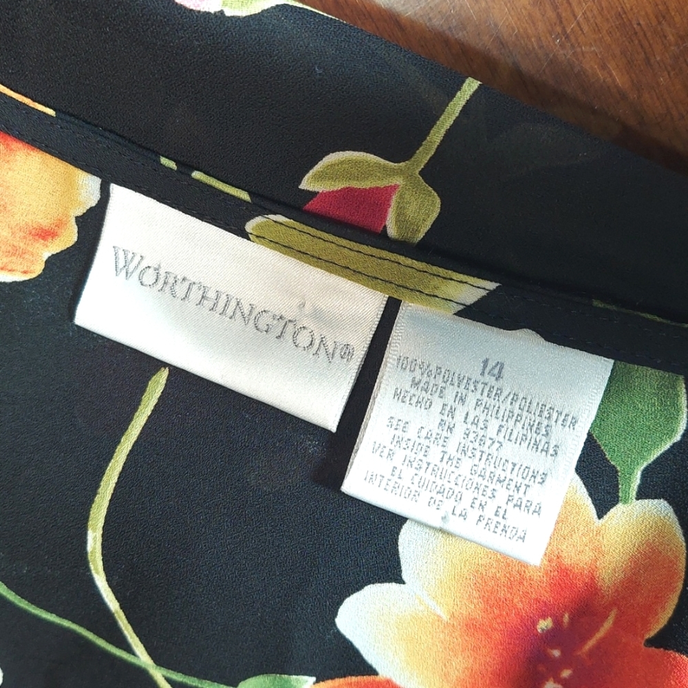 Woman's Worthington Floral Sheer Wrap Blouse - Picture 7 of 7